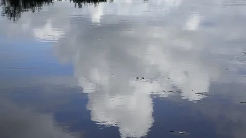 Reflection of clouds in river water. Stock Footage 138530207