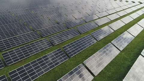 Reflection of clouds on solar panels in Germany - aerial view Video stock 85910629