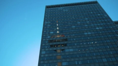 Reflection Of Colonius Cologne In Glass Building Stock Footage 96523962