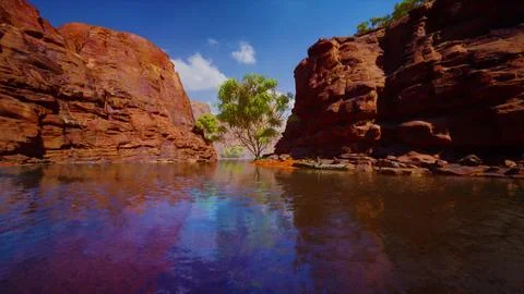 Reflection in Colorado River of Butte catching days last rays, in Grand Canyo Stock Illustration