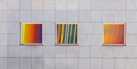 Reflection colored tiles in window Stock Photos