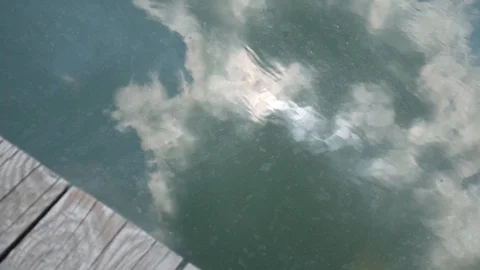 Reflection of cumulus clouds in the water surface of the lake Stock Footage 127734663