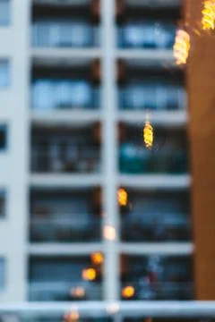 Reflection of decorative lights in the window Stock Photos