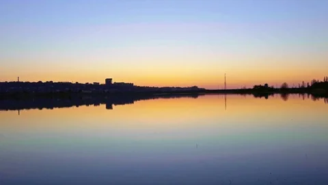 Reflection on a dusky lake Stock Footage 75232785
