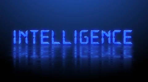 Reflection effects on a structured surface - blue lettering INTELLIGENCE Ilustração Stock