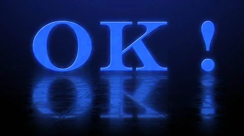 Reflection effects on structured surface - OK! blurred blue lettering Illustrazione stock