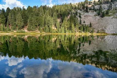 Reflection on Emerald Lake in Lassen Volcanic National Park Stock Photos