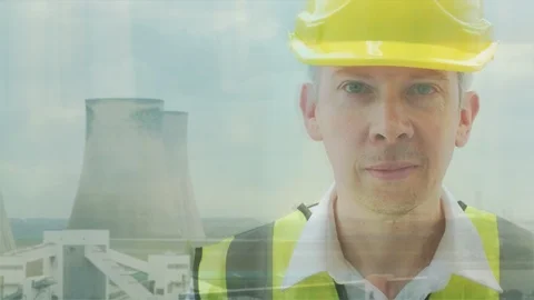 Reflection of an energy worker in a power station Video stock 89372333