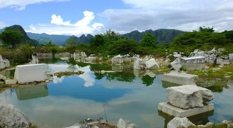 Reflection in the ex-mining pond Stock Photos