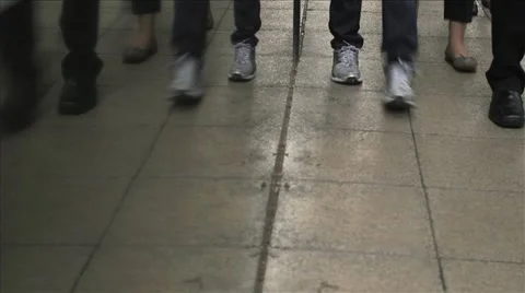 Reflection feet walking on pavement Video stock 50050597