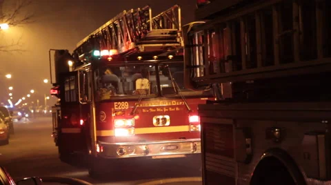 Reflection of fire engine lights in water 2 Stock Footage 42268883