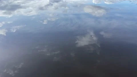 Reflection of floating clouds on the water. Stock Footage 236927797