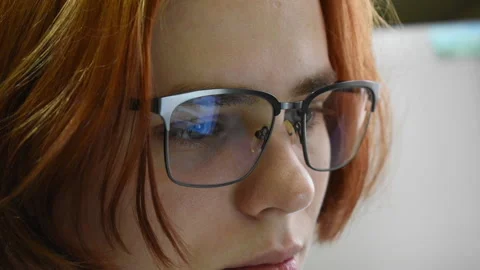 Reflection in a girl's glasses Stock Footage 188200978