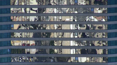 Reflection in glass building Видео 30599947