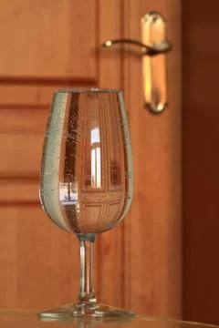 A reflection is in glass. 스톡 사진