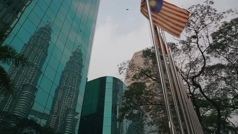 Reflection in a glass of skyscraper Stock Footage 116533878