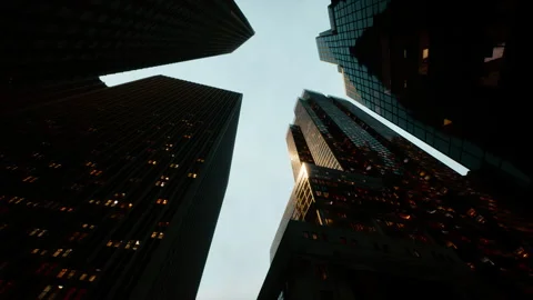 Reflection on the glass of skyscrappers Stock Footage 229637278
