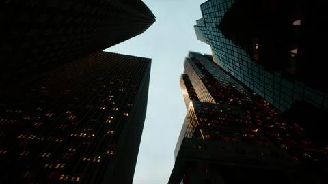 Reflection on the glass of skyscrappers Ilustración de archivo