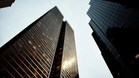 Reflection on the glass of skyscrappers Ilustración de archivo