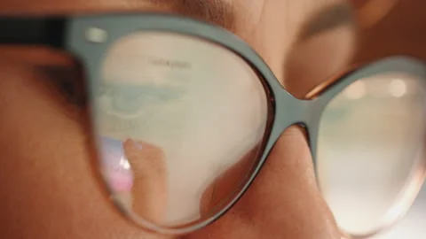 Reflection in glasses of the credit card. Stock Footage 169547212