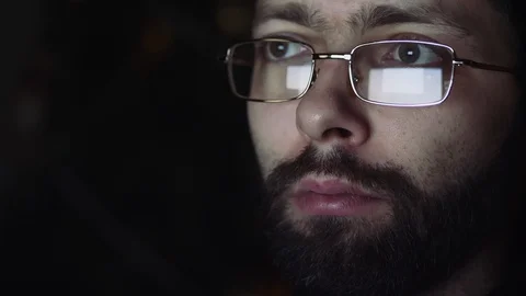 The reflection at the glasses of man Stock Footage 85617343