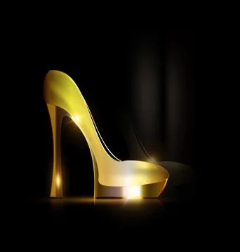 Reflection of golden shoe Stock Illustration