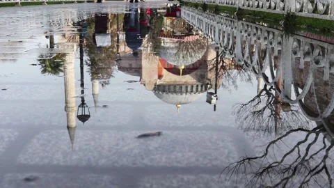 Reflection of the Hagia Sophia in a puddle. Stock Footage 150211936