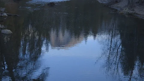 Reflection of Half Dome Yosemite in Pond Stock Footage 122400589