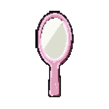 Reflection hand mirror pixel art vector illustration Illustrazione stock