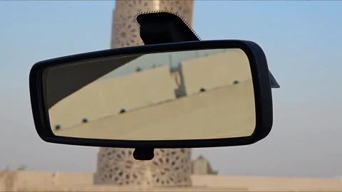 Reflection of highway road motion. Driving background for travel vlog Stock Footage 336278874
