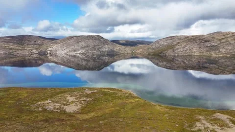 Reflection Of Hills And Clouds At Lake Aerial View 4K 스톡 동영상 295040281