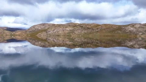 Reflection Of Hills And Clouds At Lake Aerial View 4K 스톡 동영상 295049611