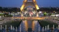 Reflection Illuminated Aerial View Eiffel Tower Landmark Paris Romantic Night HD Footage