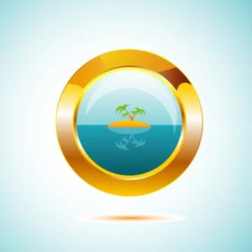 Reflection of the island through a telescope Stock Illustration