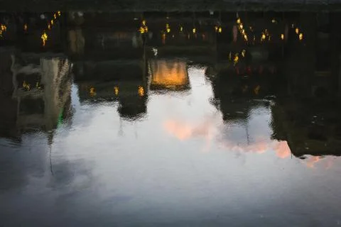 Reflection on Kamo River at Sunset Foto stock