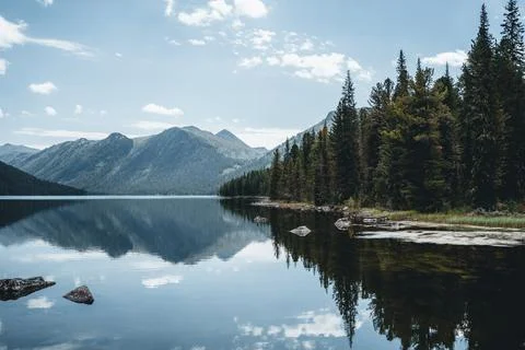 Reflection in lake, mountain landscape Stock Photos