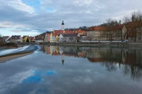 Reflection of Landsberg am Lech Stock Photos