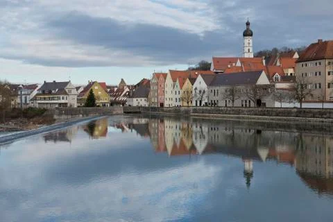 Reflection of Landsberg am Lech 写真素材