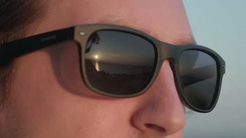 Reflection on landscape in sunglasses. Video stock 198847854