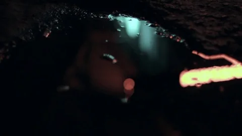 Reflection of light advertising in a puddle Stock Footage 71246602