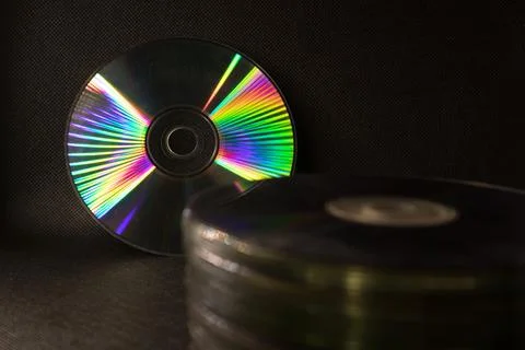 Reflection of light in a Compact Disk(CD) or Digital versatile disk(DVD). Foto stock