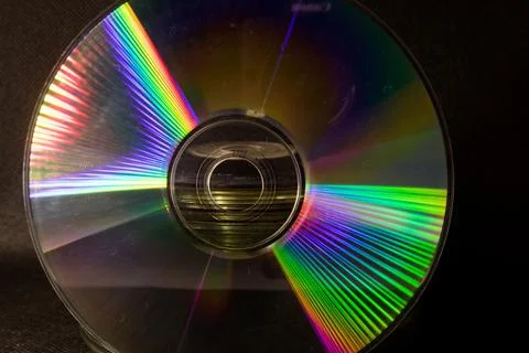 Reflection of light in a Compact Disk(CD) or Digital versatile disk(DVD). Foto stock