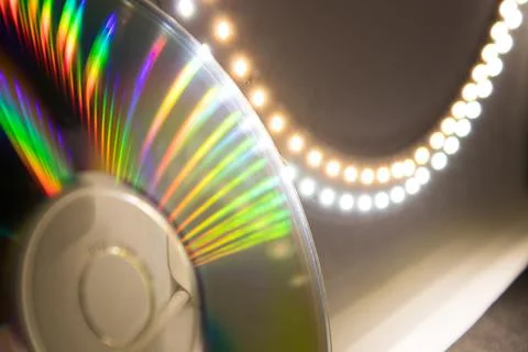 Reflection of light in a Compact Disk(CD) or Digital versatile disk(DVD). Foto stock