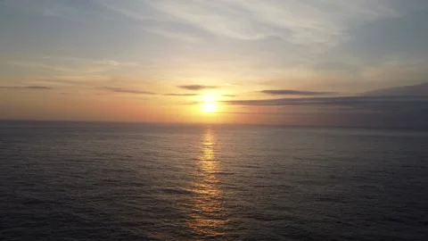 Reflection of light during sunrise. Drone chasing the sun Stock Footage 143620663