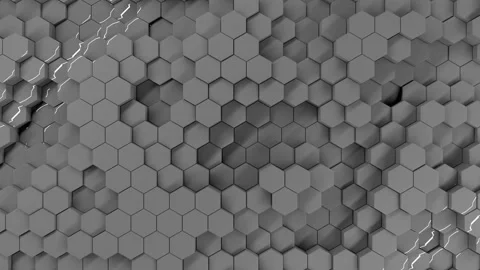 Reflection of light from water covering movable gray hexagons. Stock Footage 145807737