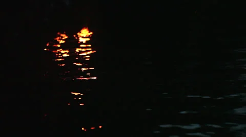 The reflection of light on the water at night Stock Footage 32451861