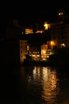 Reflection of lights on the brenta river Stockfoto's