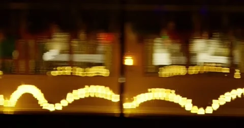 Reflection of Lights on the Water Surface at Night. Stock Footage 155656948