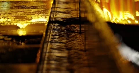 Reflection of Lights on the Water Surface at Night. Stock Footage 155656981