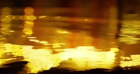 Reflection of Lights on the Water Surface at Night. Stock Footage 155656993